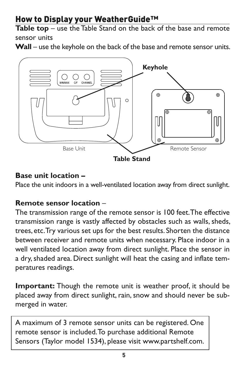 How to display your weatherguide | Taylor 1524 User Manual | Page 5 / 16