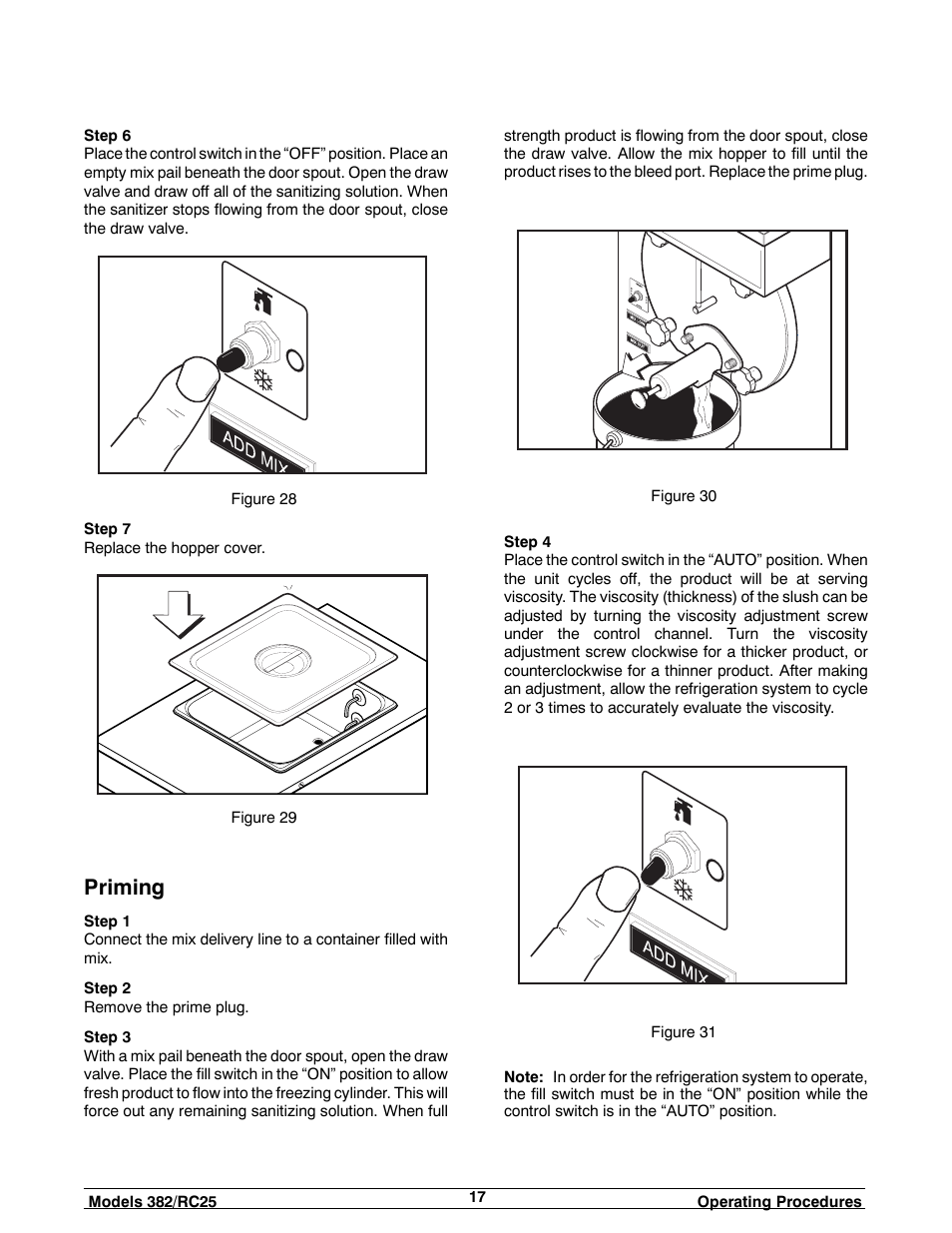 Priming | Taylor SLUSH 382 User Manual | Page 21 / 37