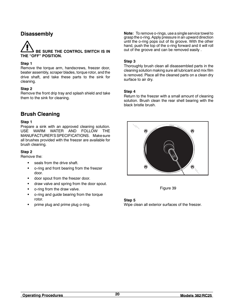 Disassembly, Brush cleaning | Taylor SLUSH 382 User Manual | Page 24 / 37