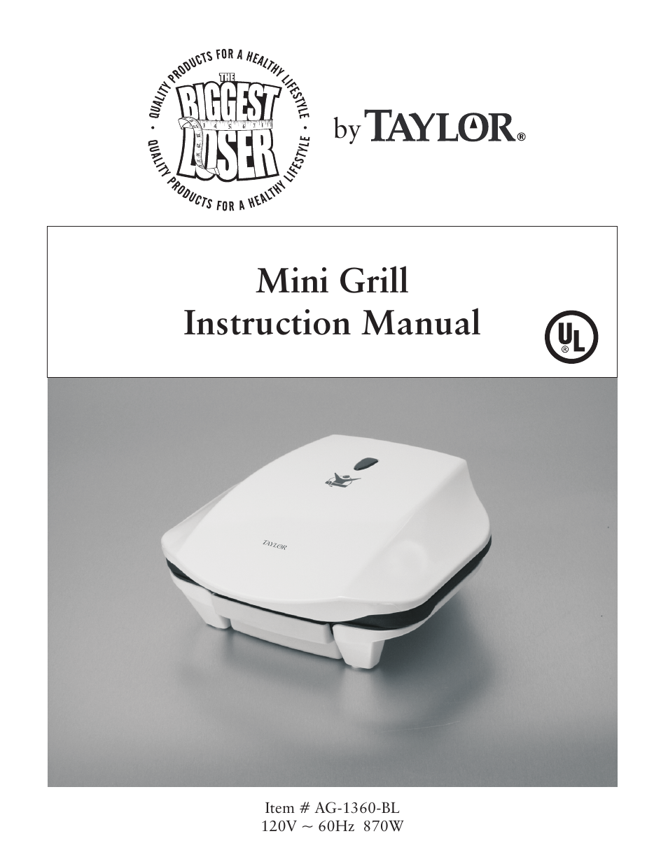 Taylor AG-1360-BL User Manual | 8 pages