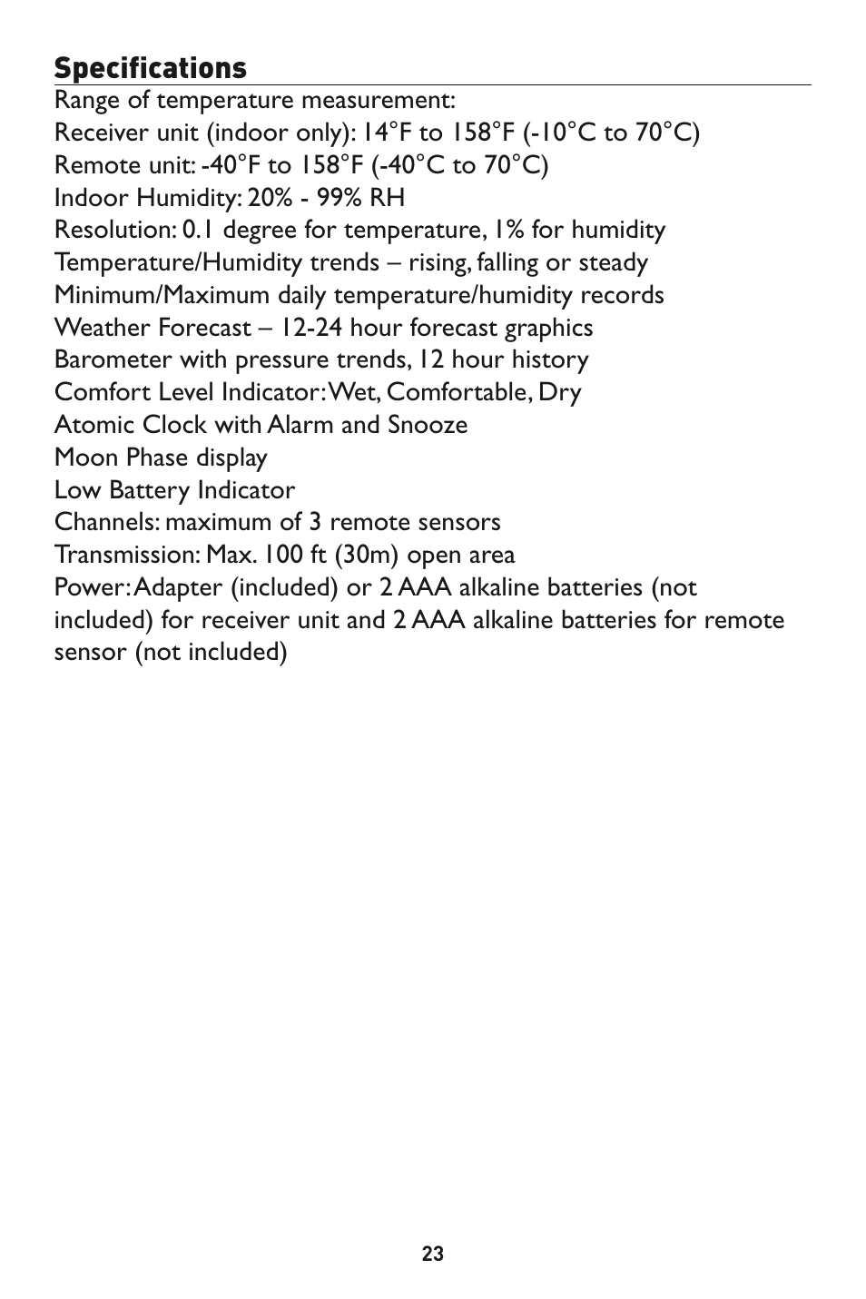 Specifications | Taylor 1528 User Manual | Page 23 / 24