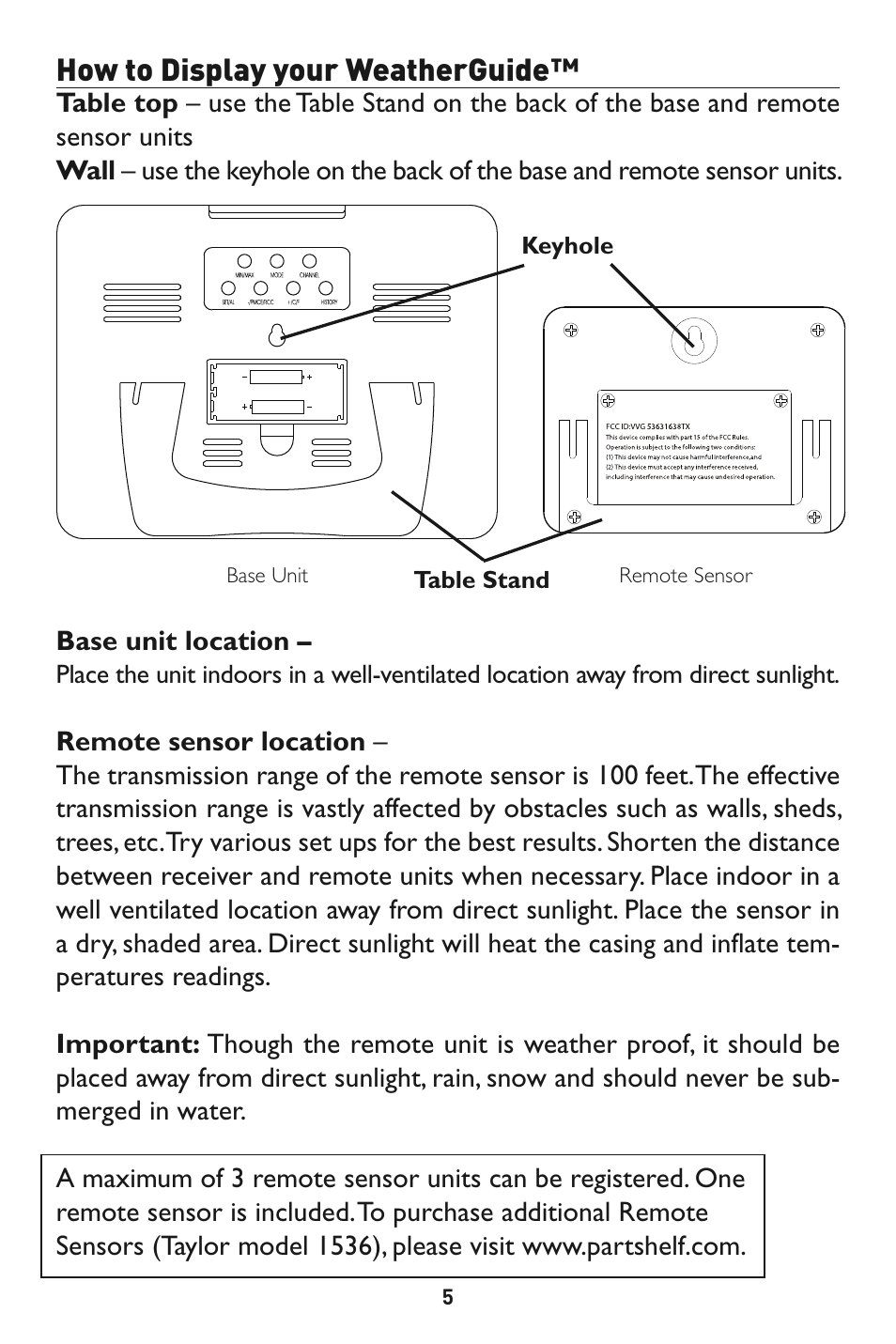 How to display your weatherguide | Taylor 1528 User Manual | Page 5 / 24