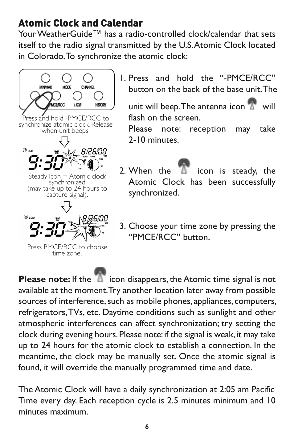 Atomic clock and calendar | Taylor 1528 User Manual | Page 6 / 24