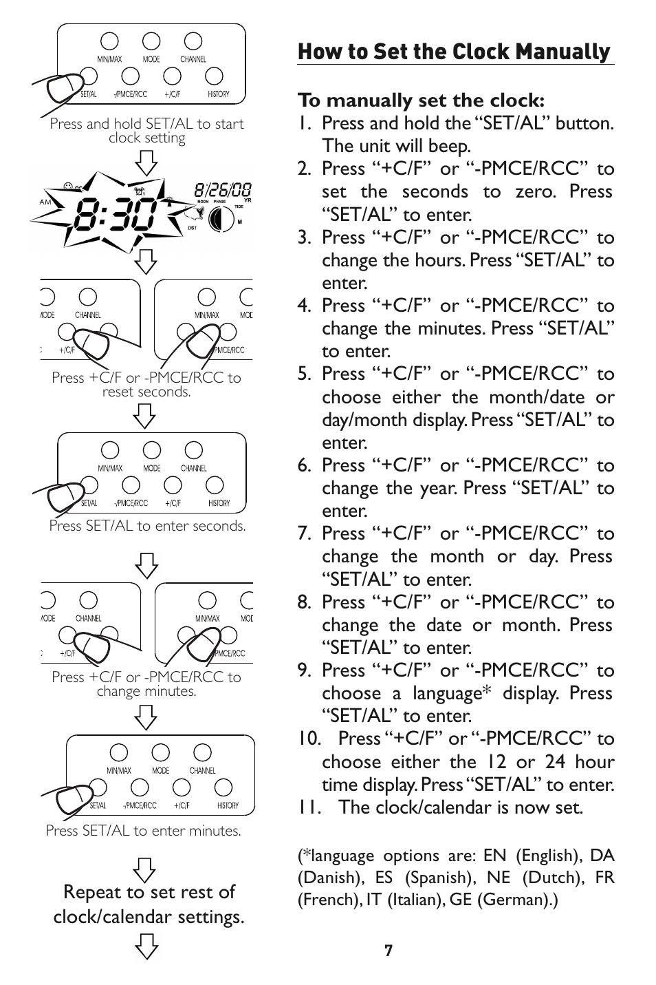How to set the clock manually | Taylor 1528 User Manual | Page 7 / 24
