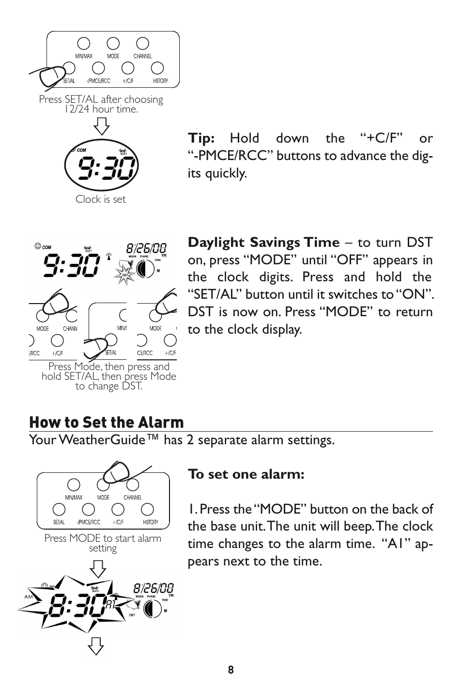 How to set the alarm | Taylor 1528 User Manual | Page 8 / 24