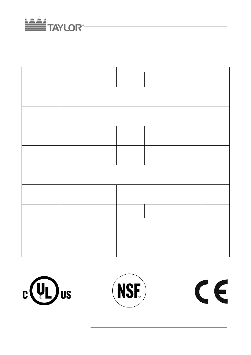 Units specification | Taylor C117 User Manual | Page 75 / 78