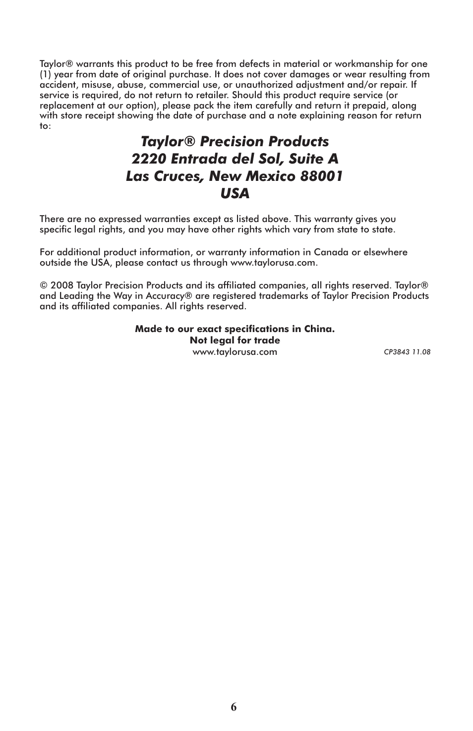 Taylor 3843 User Manual | Page 6 / 27