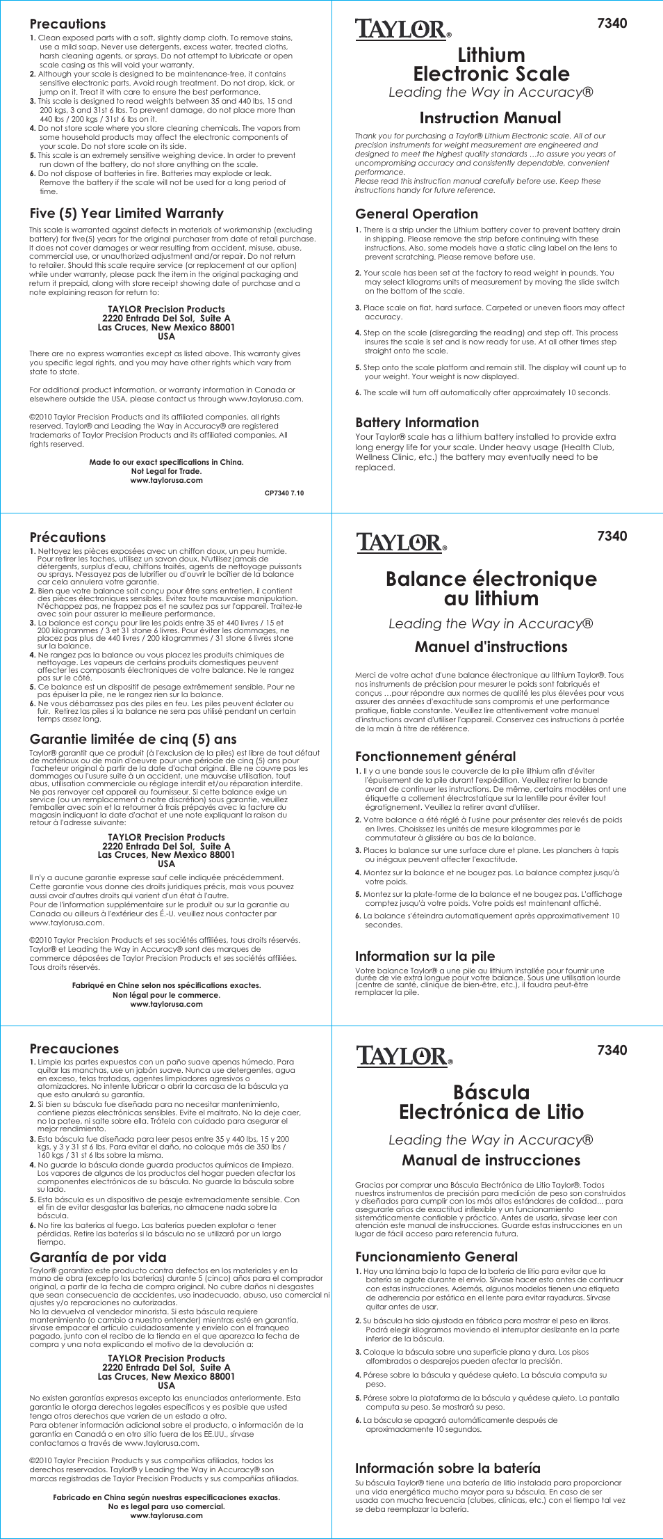 Taylor 7340EXP User Manual | 2 pages