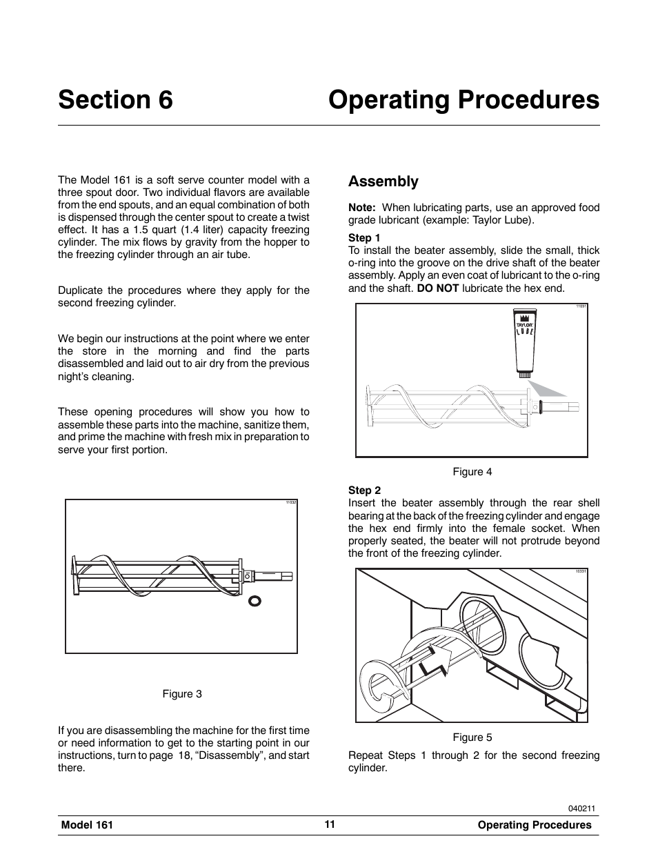 Assembly | Taylor 161 User Manual | Page 15 / 35