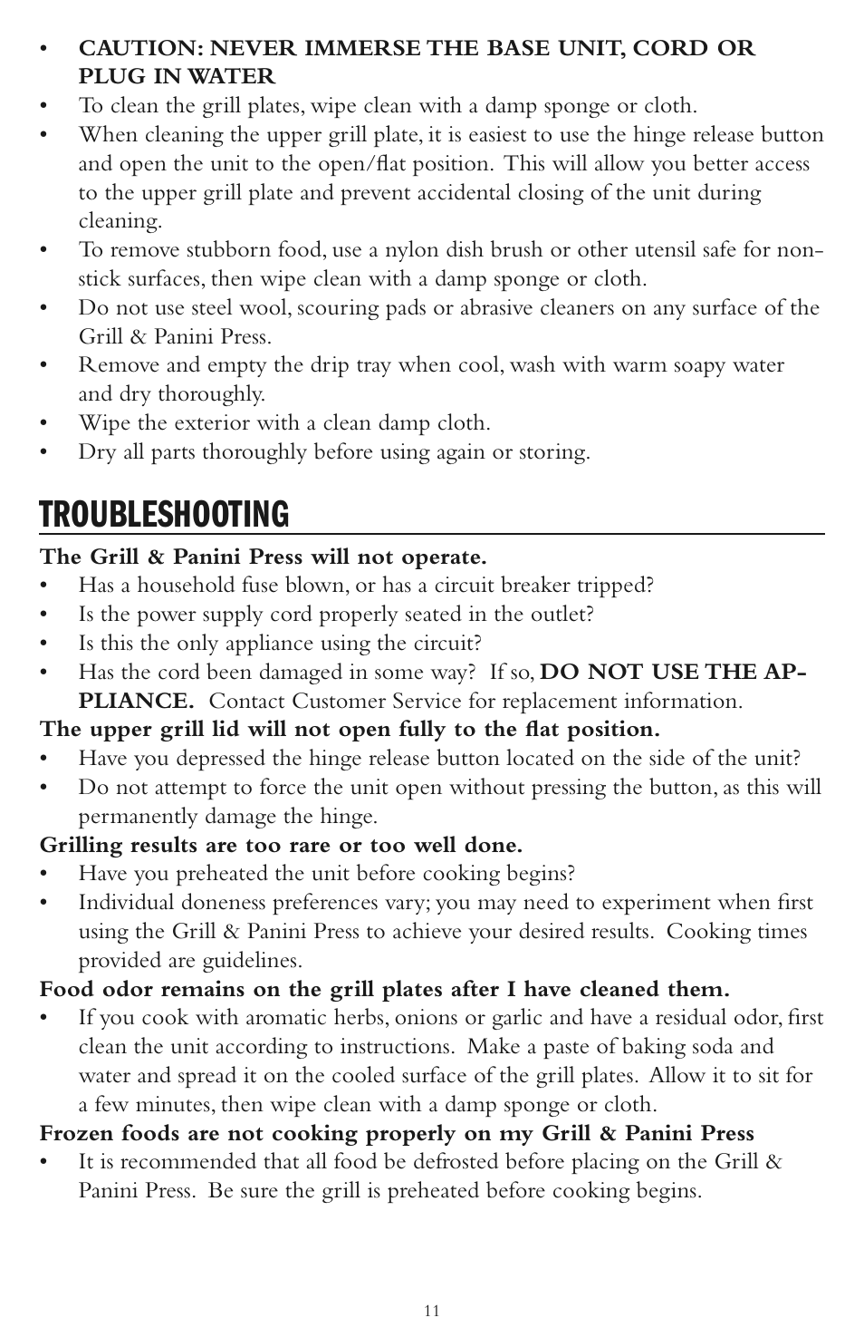 Troubleshooting | Taylor AG-1300-BL User Manual | Page 11 / 12