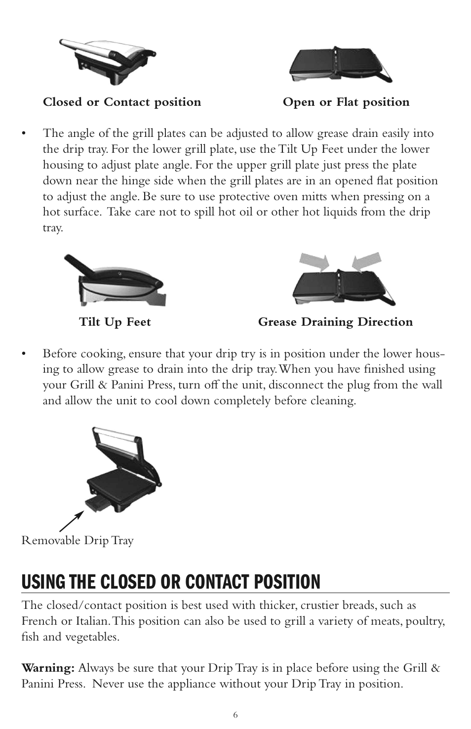 Using the closed or contact position | Taylor AG-1300-BL User Manual | Page 6 / 12