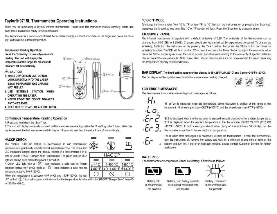 Taylor 9715L User Manual | 2 pages