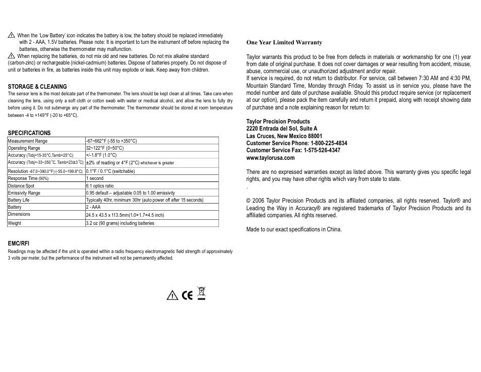 Taylor 9715L User Manual | Page 2 / 2