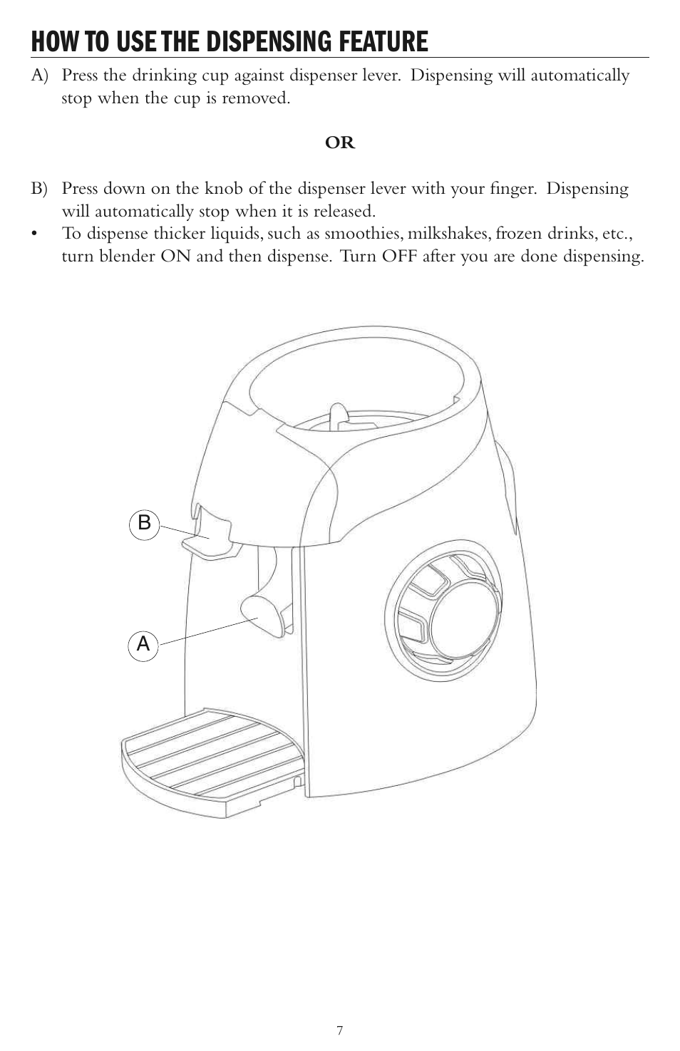 How to use the dispensing feature | Taylor AB-1000-BL User Manual | Page 7 / 12