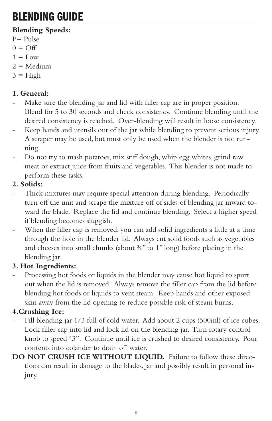 Blending guide | Taylor AB-1000-BL User Manual | Page 8 / 12