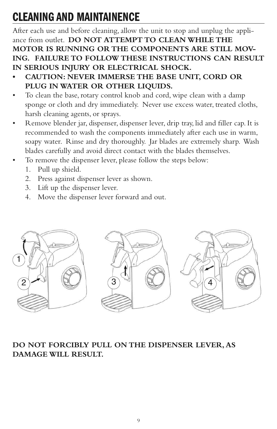 Cleaning and maintainence | Taylor AB-1000-BL User Manual | Page 9 / 12