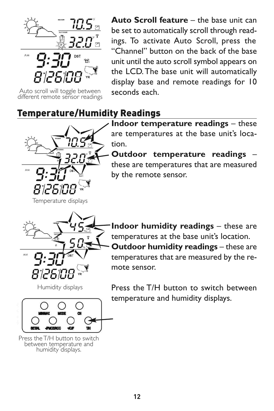 Temperature/humidity readings | Taylor 1526 User Manual | Page 12 / 20