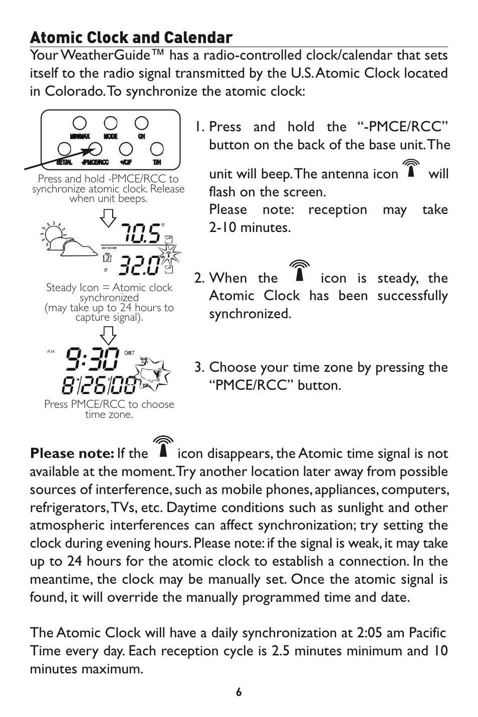 Atomic clock and calendar | Taylor 1526 User Manual | Page 6 / 20