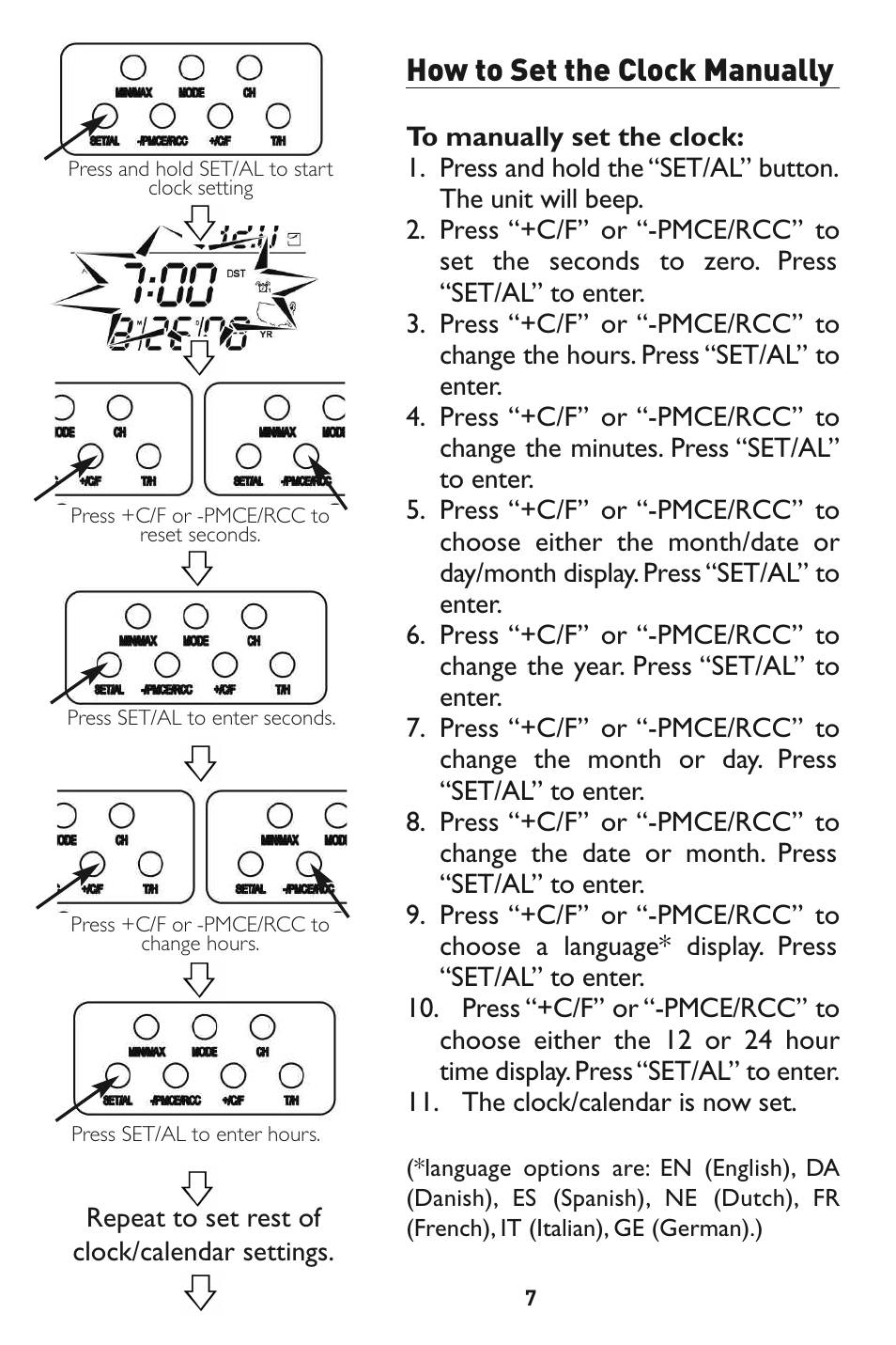 How to set the clock manually | Taylor 1526 User Manual | Page 7 / 20