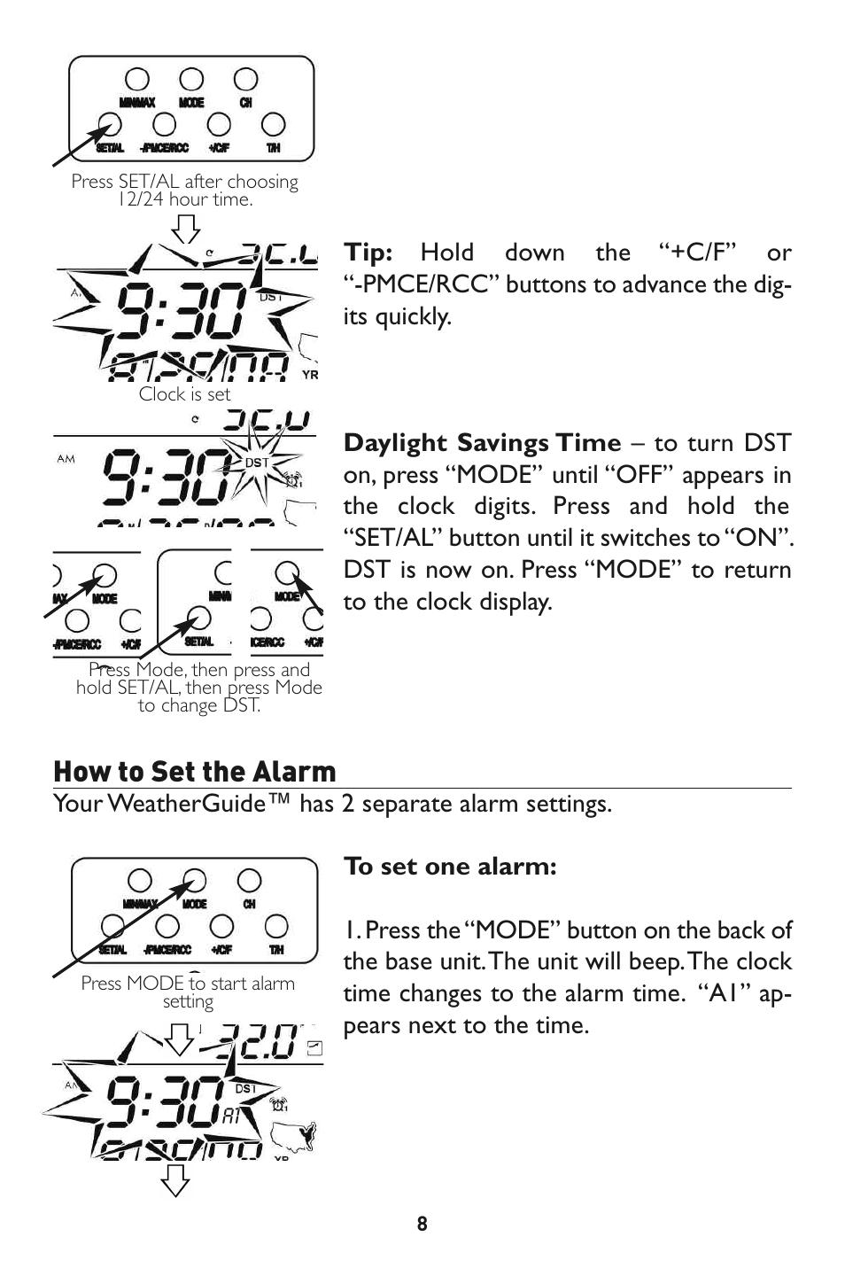 How to set the alarm | Taylor 1526 User Manual | Page 8 / 20