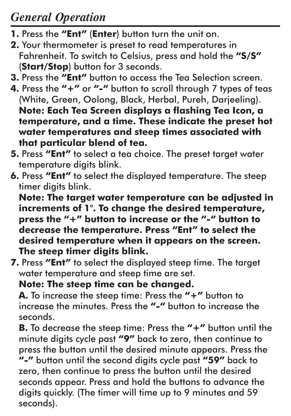 General operation | Taylor 516 User Manual | Page 3 / 10