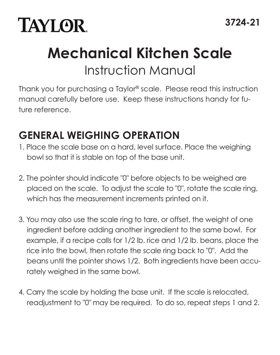 Taylor 3724-21 User Manual | 9 pages