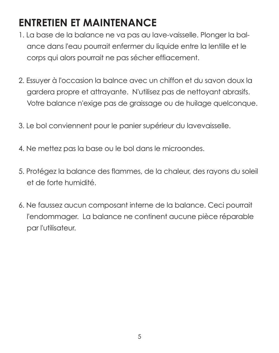 Entretien et maintenance | Taylor 3724-21 User Manual | Page 5 / 9