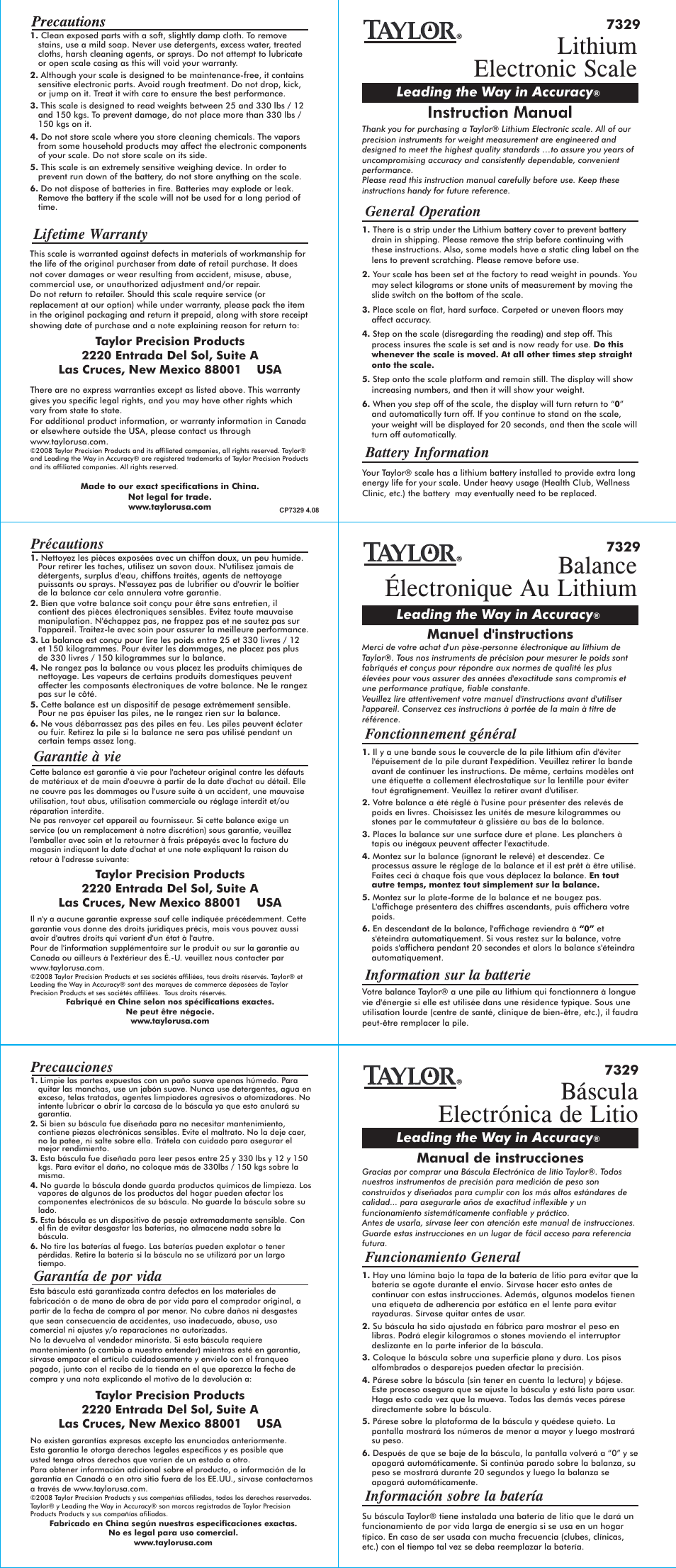 Taylor 7329 User Manual | 2 pages