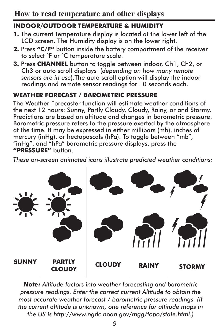 How to read temperature and other displays | Taylor 1507 User Manual | Page 10 / 16