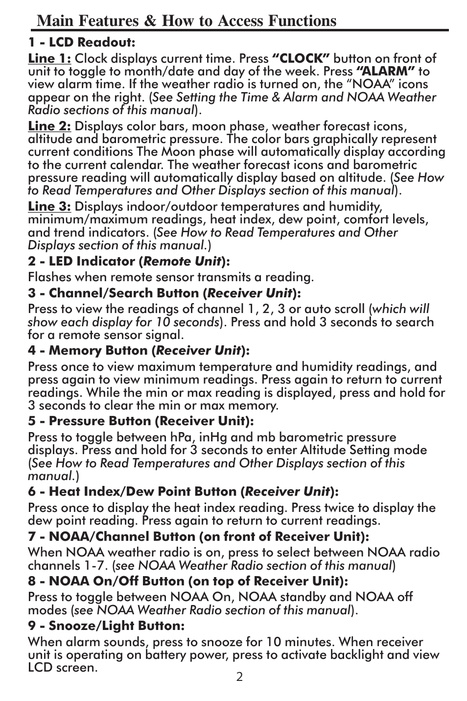 Main features & how to access functions | Taylor 1507 User Manual | Page 3 / 16