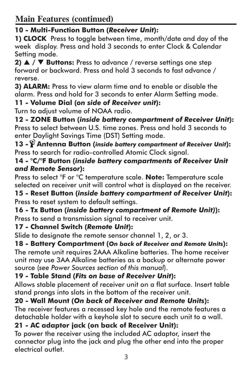 Main features (continued) | Taylor 1507 User Manual | Page 4 / 16