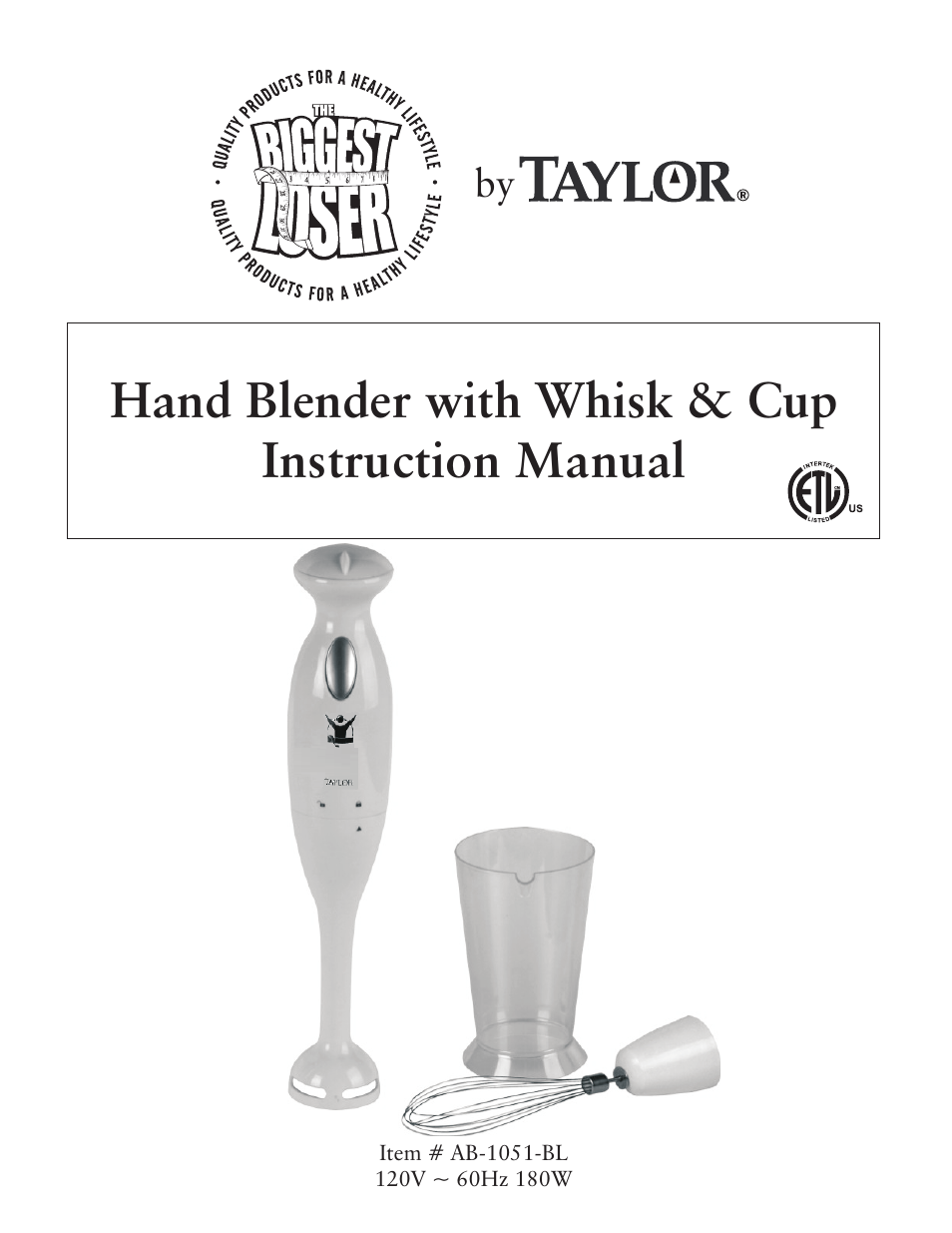 Taylor THE BIGGEST LOSER AB-1051-BL User Manual | 6 pages