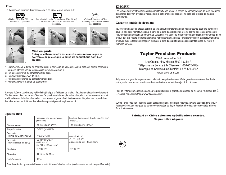 Taylor precision products | Taylor 9306 User Manual | Page 4 / 6