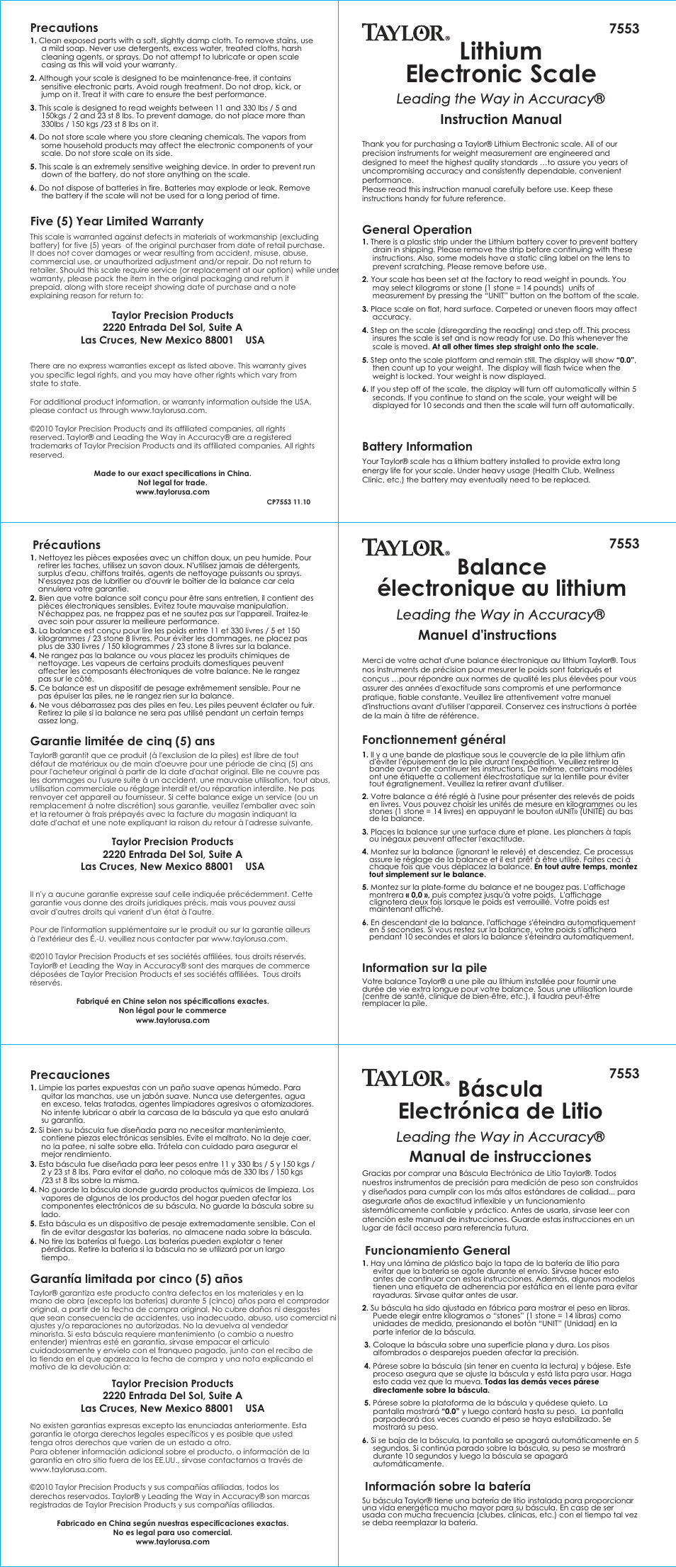 Taylor 7553 User Manual | 2 pages