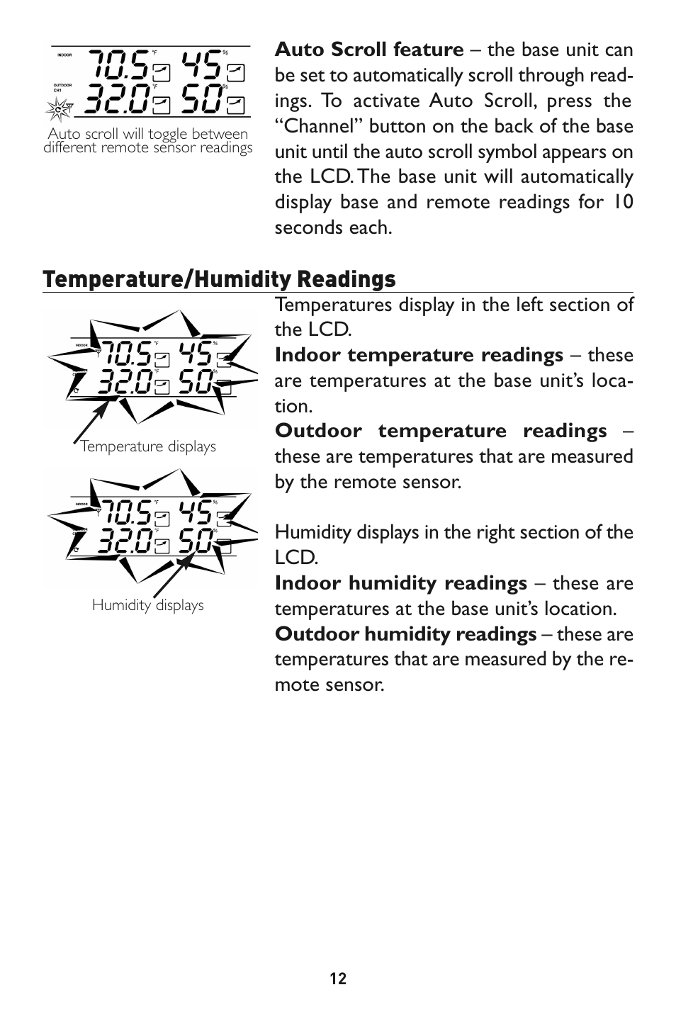 Temperature/humidity readings | Taylor 1527 User Manual | Page 12 / 23