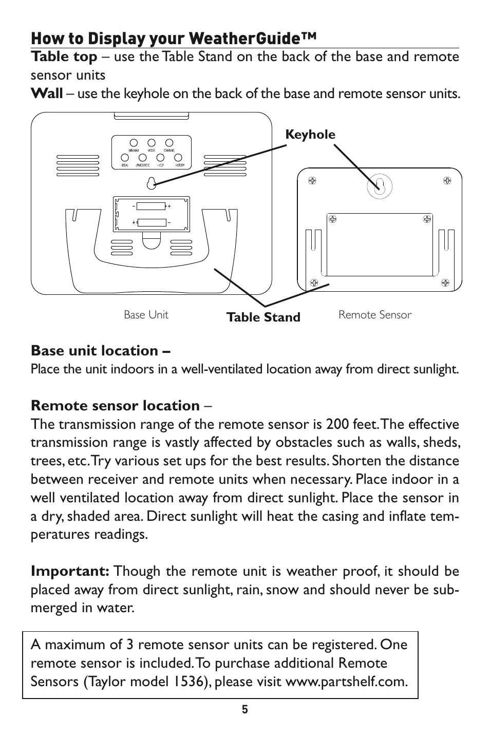 How to display your weatherguide | Taylor 1527 User Manual | Page 5 / 23