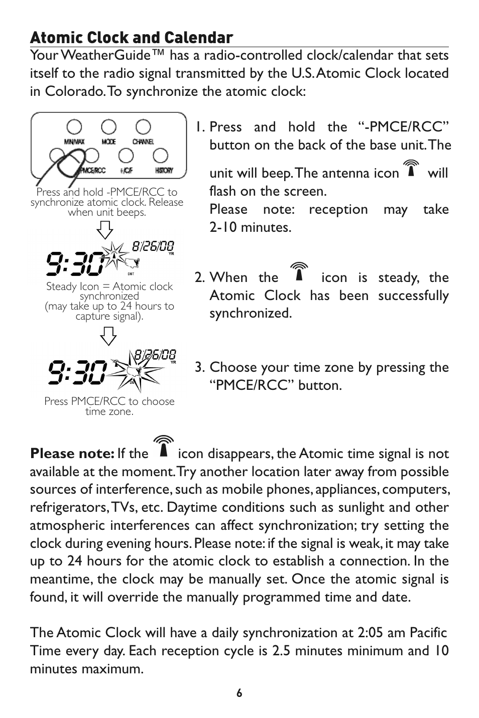 Atomic clock and calendar | Taylor 1527 User Manual | Page 6 / 23