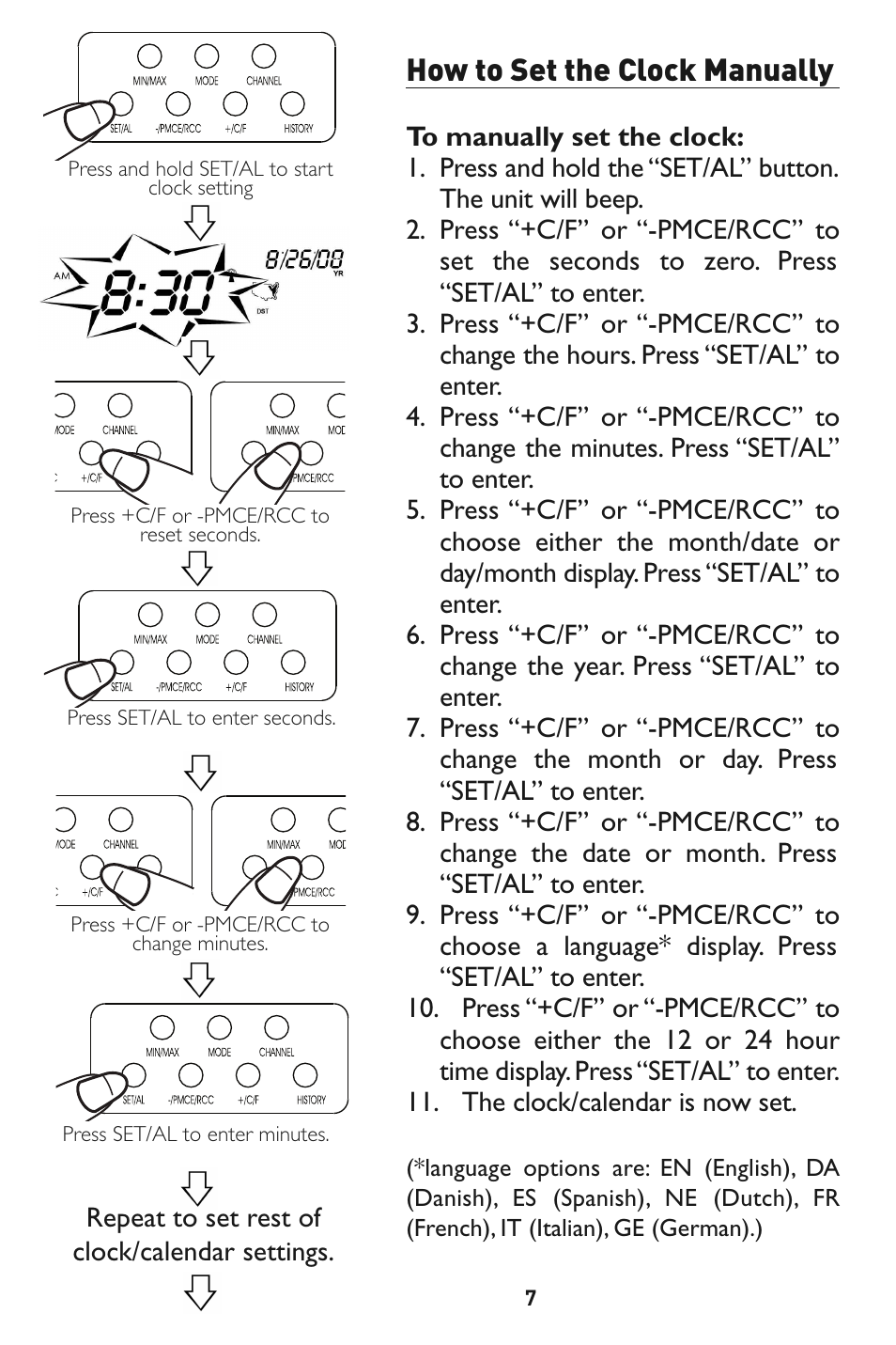 How to set the clock manually | Taylor 1527 User Manual | Page 7 / 23