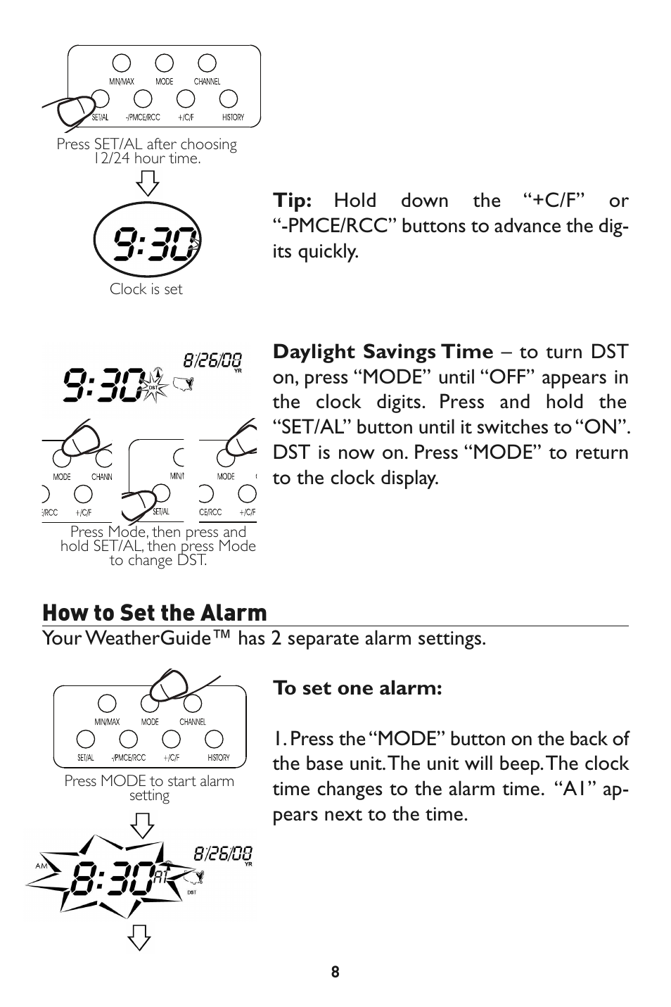 How to set the alarm | Taylor 1527 User Manual | Page 8 / 23