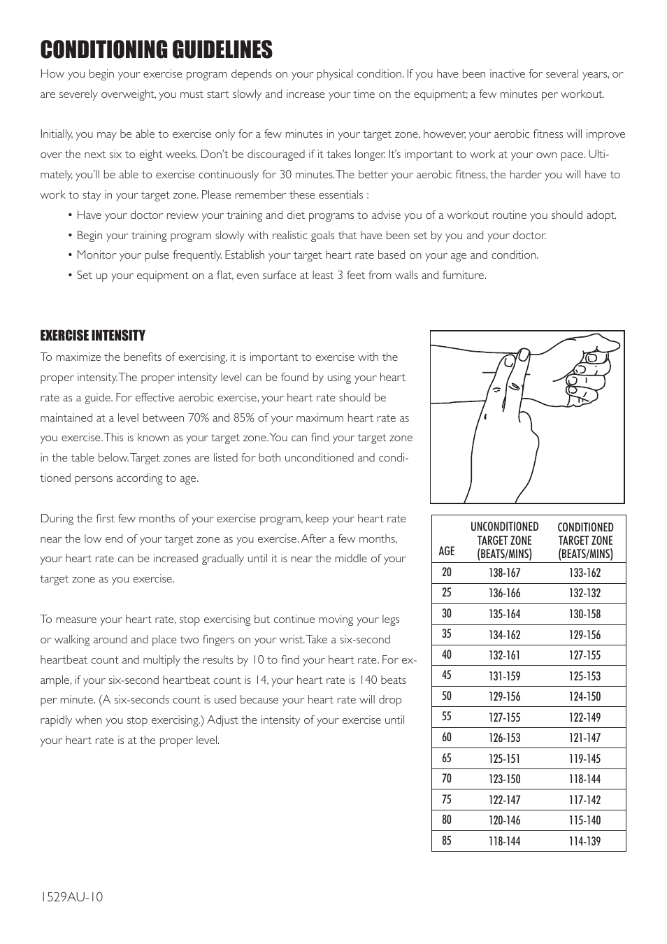 Conditioning guidelines | Trojan SOLO 200 User Manual | Page 10 / 16