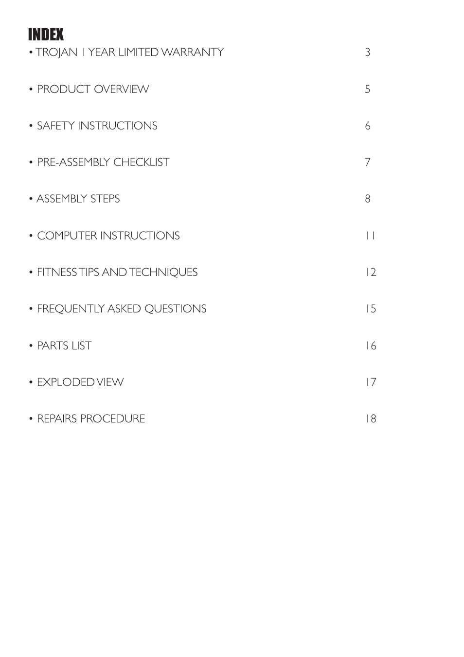 Index | Trojan SOLO 200 User Manual | Page 2 / 16