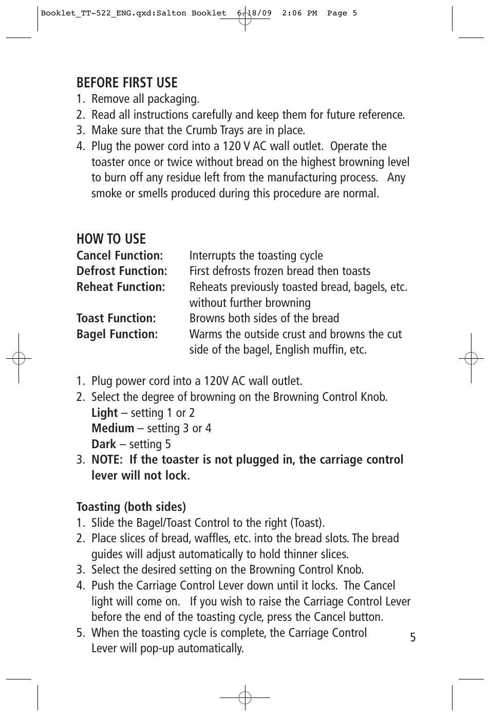 Before first use, How to use | Toastess Intelligent Countdown tt-522 User Manual | Page 5 / 10