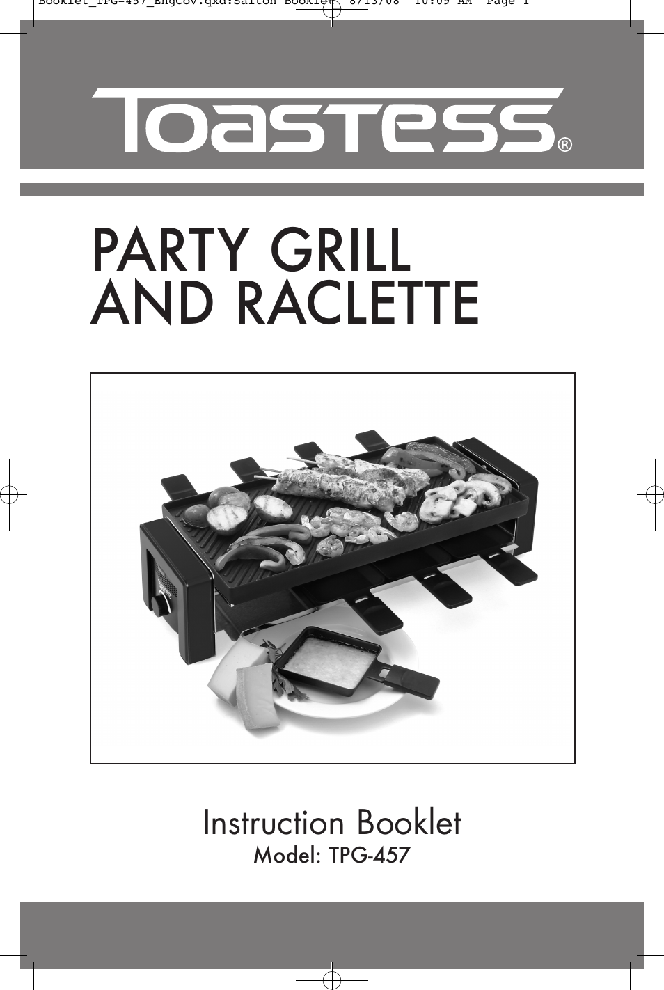 Toastess Party Grill And Raclette TPG-457 User Manual | 11 pages