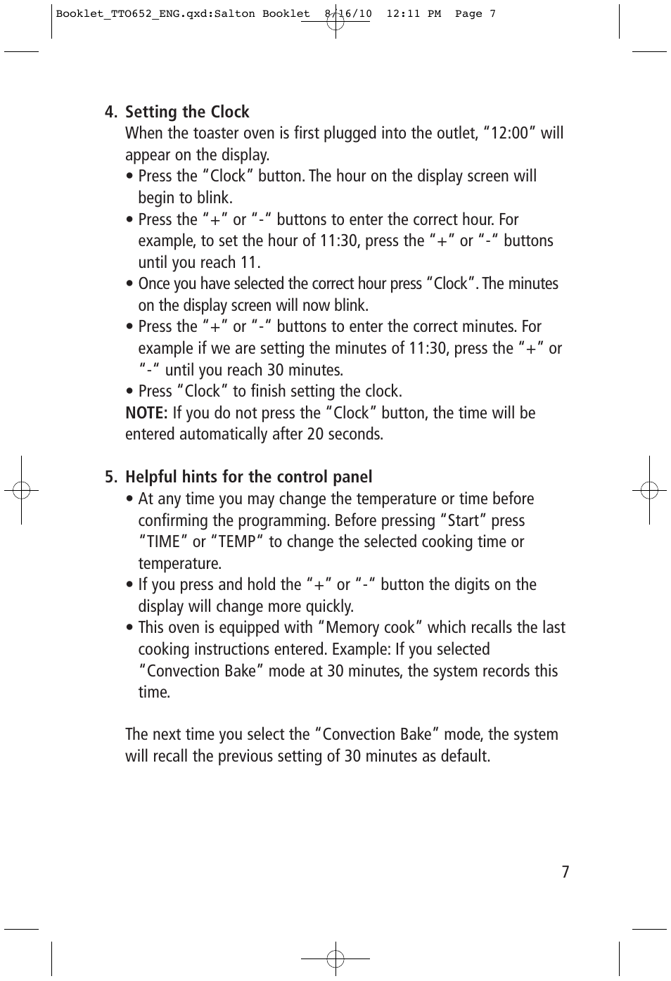 Toastess Carousel Convection Oven/Broiler TTO652 User Manual | Page 7 / 17