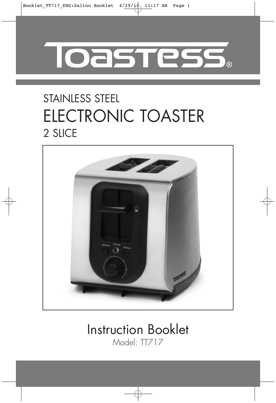 Toastess Electronic TT717 User Manual | 7 pages