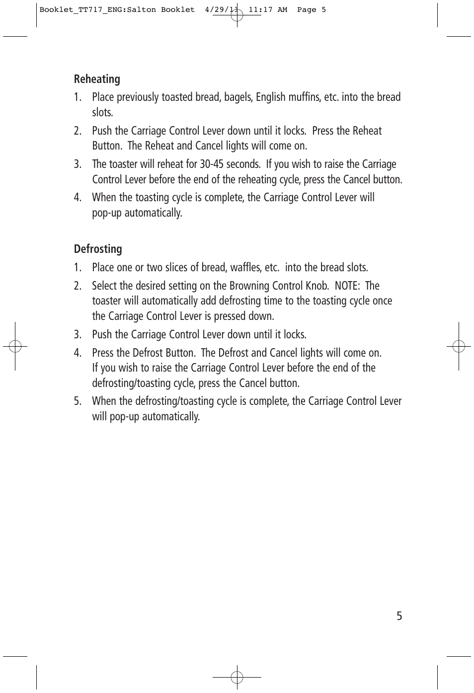 Toastess Electronic TT717 User Manual | Page 5 / 7