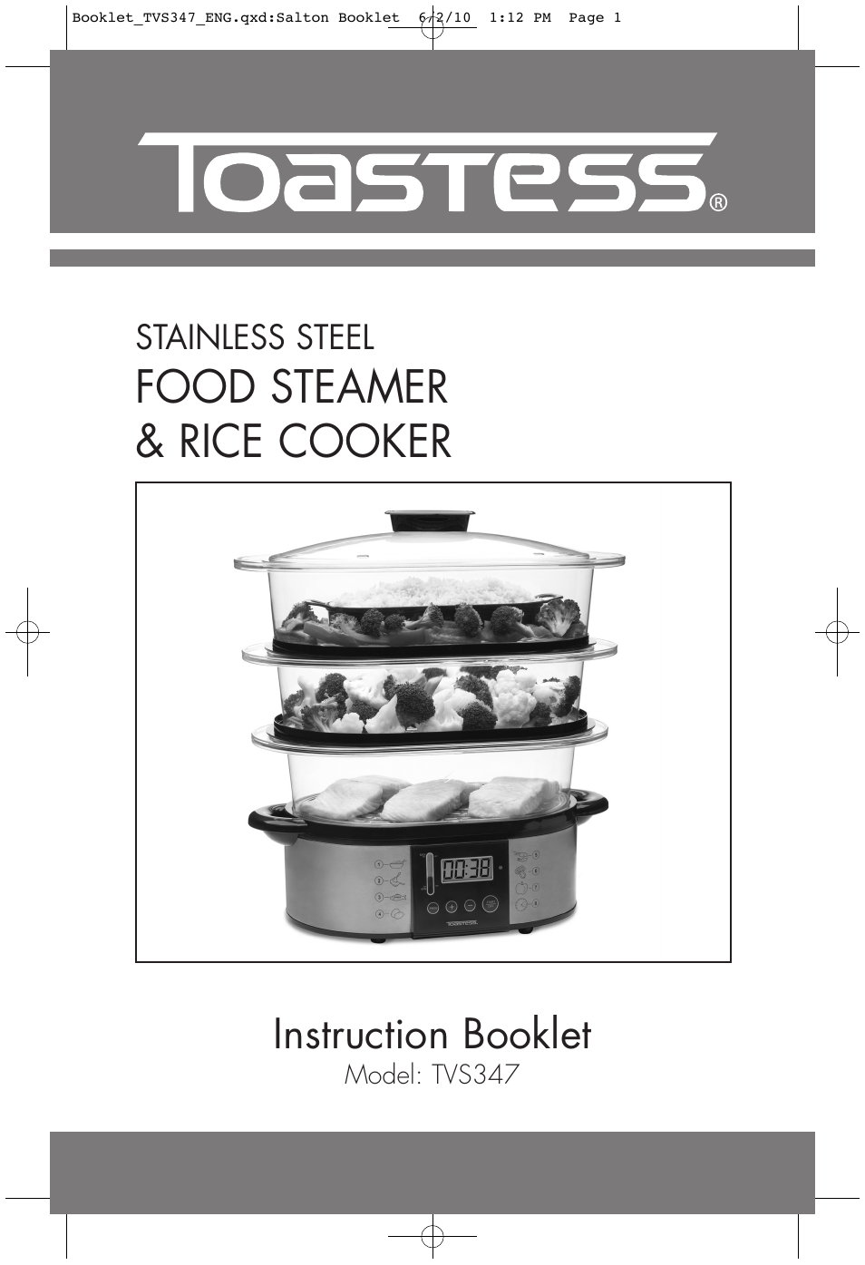 Toastess Food Steamer & TVS347 User Manual | 15 pages