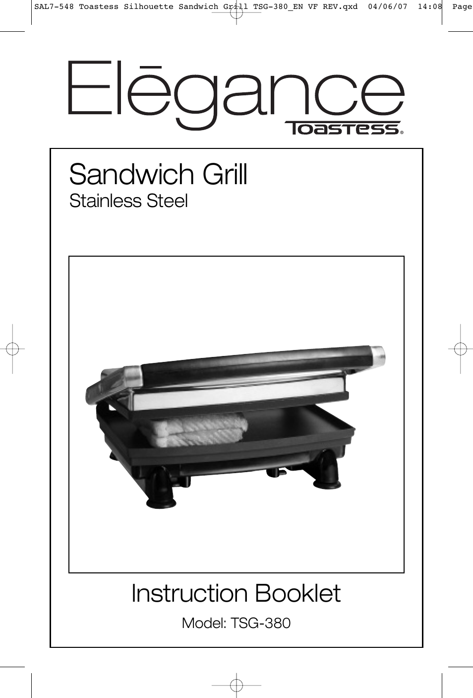 Toastess ELEGANCE TSG-380 User Manual | 8 pages