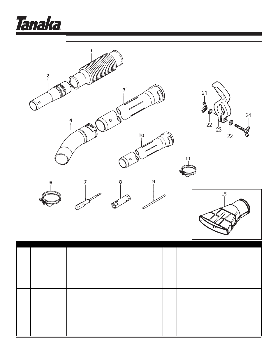 Tools, Tbl-505, Parts information | Optional fan head | Tanaka TBL-505 User Manual | Page 14 / 16