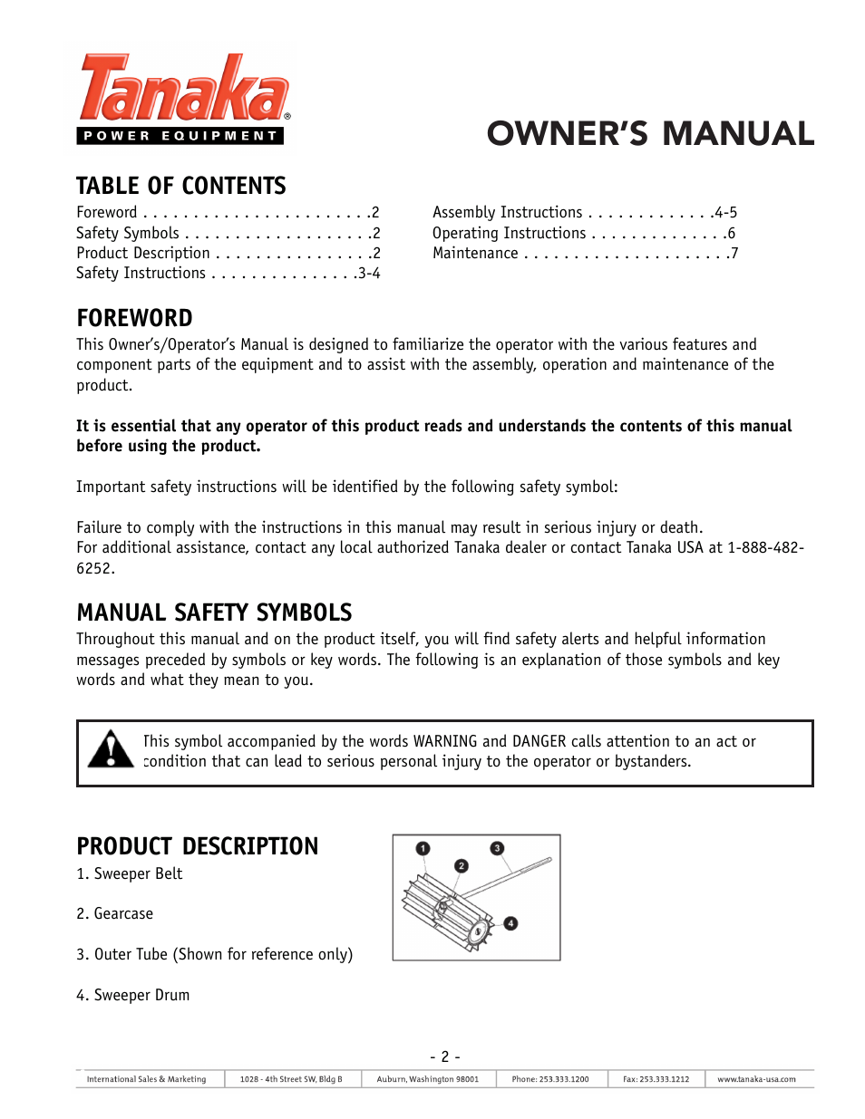 Tanaka TSW-210 User Manual | Page 2 / 8